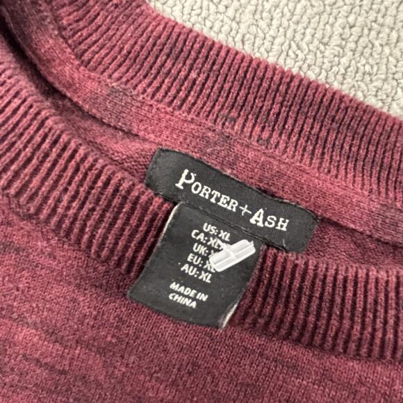 Porter And Ash Sweater Adult Extra Large Red Long Sleeve Sweatshirt Casual Men's - Picture 10 of 14